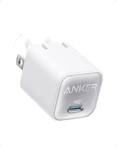 USB C GaN Charger 30W, Anker 511 Charger (Nano 3), PIQ 3.0 Foldable PPS Fast Charger for iPhone 15/15 Pro/14/14 Pro Max/13, Galaxy, iPad (Cable Not Included) - Aurora White