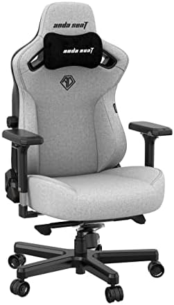 Anda Seat Kaiser 3 Large Gaming Chair for Adults - Ergonomic Grey Fabric Gaming Chairs with Lumbar Support, Comfortable Office Chairs with Neck Support - Heavy Duty Computer Chair Wide Seat Capacity