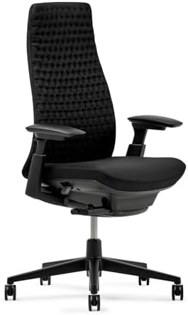 Haworth Fern Ergonomic Office Chair – Stylish and Innovative Desk Chair with Digital Knit Finish - with Lumbar Support (Charcoal Black)