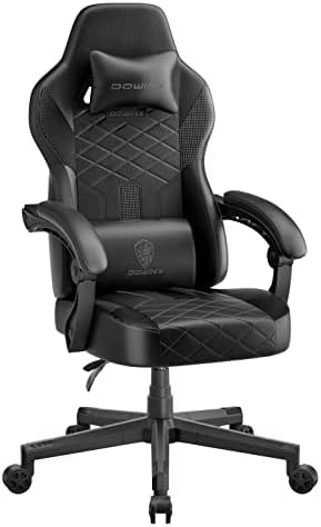 Dowinx Gaming Chair with Pocket Spring Cushion, Ergonomic Computer Chair High Back, Reclining Game Chair Pu Leather 350LBS, Black