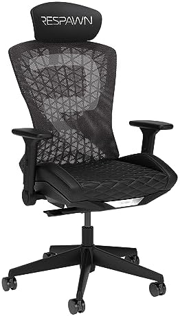 RESPAWN SPIRE Ergonomic Mesh Office Gaming Chair - High Back Home PC Computer Desk Reclining Gaming Chair, Adjustable Armrests, Adjustable Headrest, Knitted Mesh Back, Cooling Gel Seat - Stealth Black