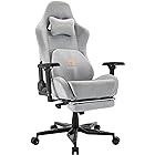 resiova Tank PRO Gaming Chair with Footrest and Suede Fabric,Big and Tall Ergonomic Office Computer Chair with 3D-Lumbar Support and 4D Armrests,400LBS Video Gaming Chair for Adult,Silvergray
