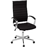 Amazon Basics Executive Modern Office Computer Desk Task Chair with Armrests, High-Back, Adjustable, Lumbar Support, 360 Swiv