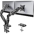HUANUO Dual Monitor Stand - Adjustable Spring Monitor Desk Mount Swivel Vesa Bracket with C Clamp, Grommet Mounting Base for 