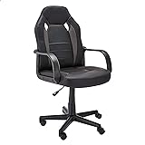 Amazon Basics Racing/Gaming Chair - Faux Leather, Grey, 25.2"D x 22.6"W x 44.1"H
