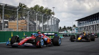 MIAMI, FLORIDA - MAY 5: Drivers compete during the 2024 Formula 1 Miami Grand Prix at Hard Rock Stadium on May 05, 2024, in Miami, Florida. (Photo by Eva Marie Uzcategui/Anadolu via Getty Images)