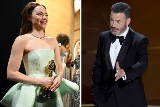 Emma Stone and Jimmy Kimmel at the 2024 Oscars
