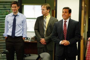 THE OFFICE, (from left): John Krasinski, Rainn Wilson, Steve Carell