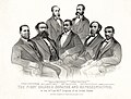 Image 14 First American Colored Senator and Representatives Lithograph: Currier and Ives; Restoration: Adam Cuerden An 1872 lithograph depicting seven early African Americans in the United States Congress, (from left to right) Senator Hiram Revels and Representatives Benjamin Turner, Robert DeLarge, Josiah Walls, Jefferson Long, Joseph Rainey, and Robert Elliott. During the Reconstruction Era following the Civil War, some several hundred African-American officeholders were elected – all of whom were members of the Republican Party. More selected pictures