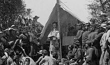 Sunday morning mass in camp of 69th N.Y.S.M. Photograph shows Father Thomas H. Mooney, Chaplain of the 69th Infantry Regiment of the New York State Militia and Irish American soldiers at a Catholic Mass at Fort Cocoran, Arlington Heights, Virginia on June 1, 1861. (Source: The Irish American, June 22, 1861)
