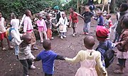 Tanzanian children in a group game