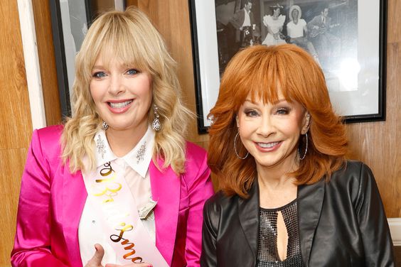 Melissa Peterman and Reba McEntire are seen backstage during Not That Fancy: An Evening With Reba & Friends at Ryman Auditorium on November 05, 2023