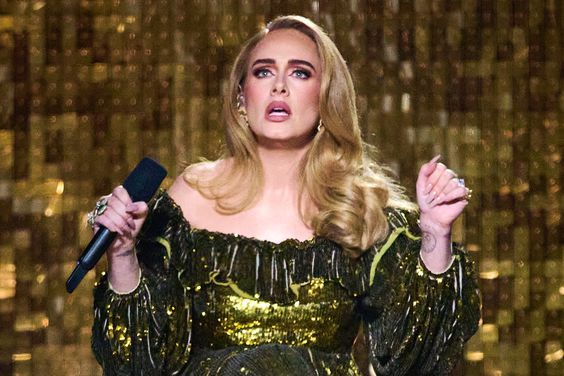 LONDON, ENGLAND - FEBRUARY 08: EDITORIAL USE ONLY Adele performs on stage during The BRIT Awards 2022 at The O2 Arena on February 08, 2022 in London, England. (Photo by Gareth Cattermole/Getty Images )