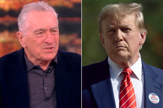 Robert De Niro on The View, Former U.S. President Donald Trump speaks to the media after voting at a polling station setup in the Morton and Barbara Mandel Recreation Center on March 19, 2024, in Palm Beach, Florida. 