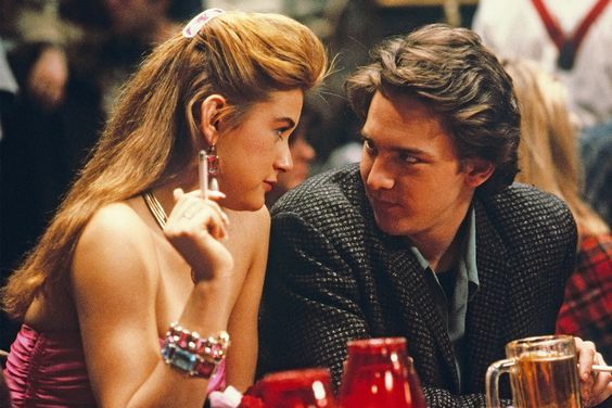 Editorial use only. No book cover usage. Mandatory Credit: Photo by Columbia/Kobal/Shutterstock (5885540aa) Demi Moore, Andrew McCarthy St Elmo's Fire - 1985 Director: Joel Schumacher Columbia USA Scene Still Drama Saint Elmo's Fire