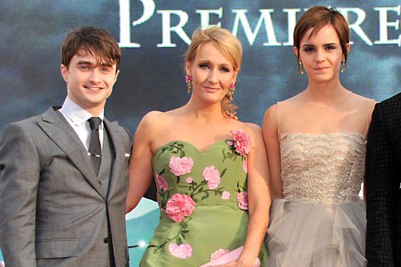 Daniel Radcliffe, J.K. Rowling and Emma Watson attend the "Harry Potter And The Deathly Hallows Part 2" world premiere at Trafalgar Square on July 7, 2011 in London, England