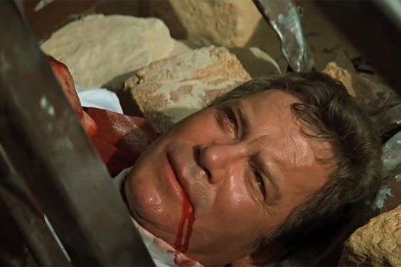 Star Trek Generations, William Shatner as Captain Kirk in death scene