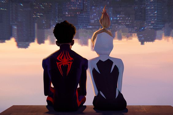 Spider-Man (Shameik Moore) and Spider-Gwen (Hailee Steinfeld) in Columbia Pictures and Sony Pictures Animation’s SPIDER-MAN: ACROSS THE SPIDER-VERSE