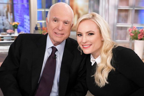 John McCain and Meghan McCain on The View a visit for Meghan McCain's birthday on October 23, 2017.
