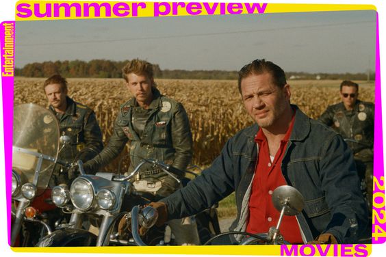 (L to R) Boyd Holdbrook as Cal, Austin Butler as Benny and Tom Hardy as Johnny in director Jeff Nichols' THE BIKERIDERS, a Focus Features release
