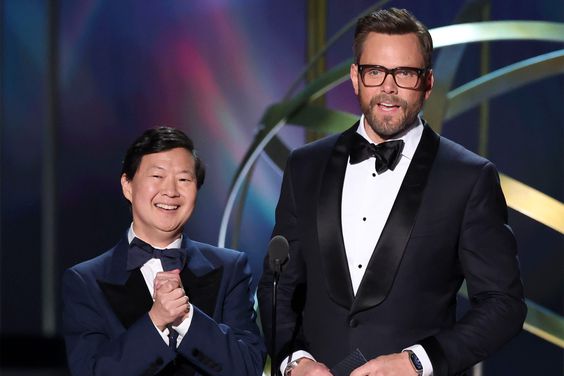 Ken Jeong and Joel McHale present the Outstanding Reality Competition Program award onstage at the 75th Primetime Emmy Awards held at the Peacock Theater on January 15, 2024 in Los Angeles, California.