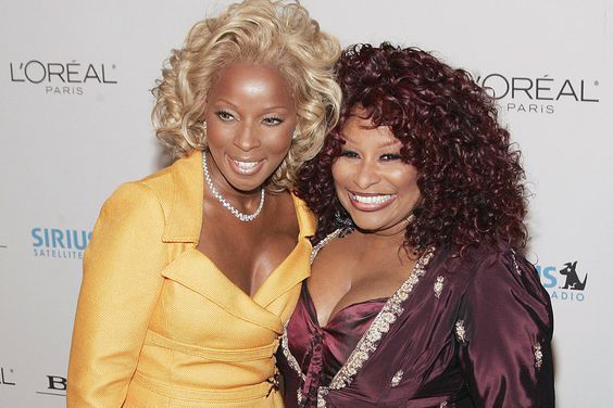 Mary J. Blige and Chaka Khan during Clive Davis 2005 Pre-GRAMMY Awards Party - Arrivals at The Beverly Hills Hotel in Beverly Hills, California, United States. (Photo by J. Merritt/FilmMagic)
