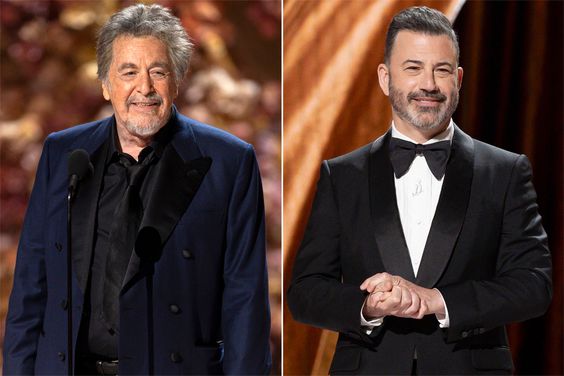 AL PACINO and JIMMY KIMMEL at the 96th Oscars held on Sunday, March 10, 2024, at the DolbyÂ® Theatre at Ovation Hollywood