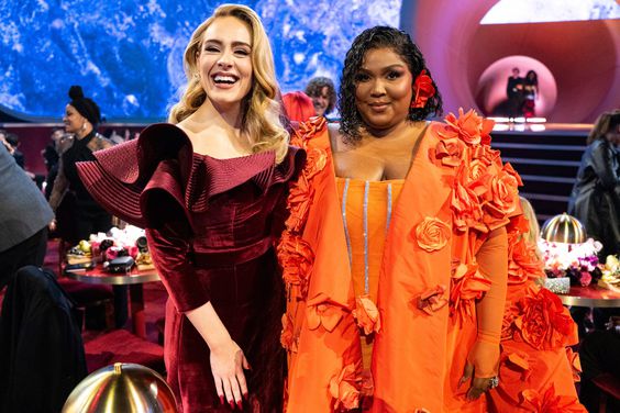 LOS ANGELES, CALIFORNIA - FEBRUARY 05: Adele and Lizzo seen during the 65th GRAMMY Awards at Crypto.com Arena on February 05, 2023 in Los Angeles, California. (Photo by John Shearer/Getty Images for The Recording Academy)