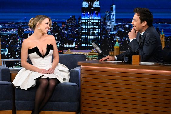 THE TONIGHT SHOW STARRING JIMMY FALLON -- Episode 1928 -- Pictured: (l-r) Actress Sydney Sweeney during an interview with host Jimmy Fallon on Tuesday, February 27, 2024